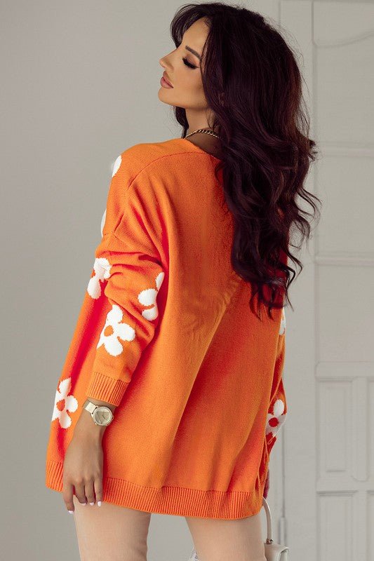 Women Floral Print Knitted Open Front Cardigan - Love Salve